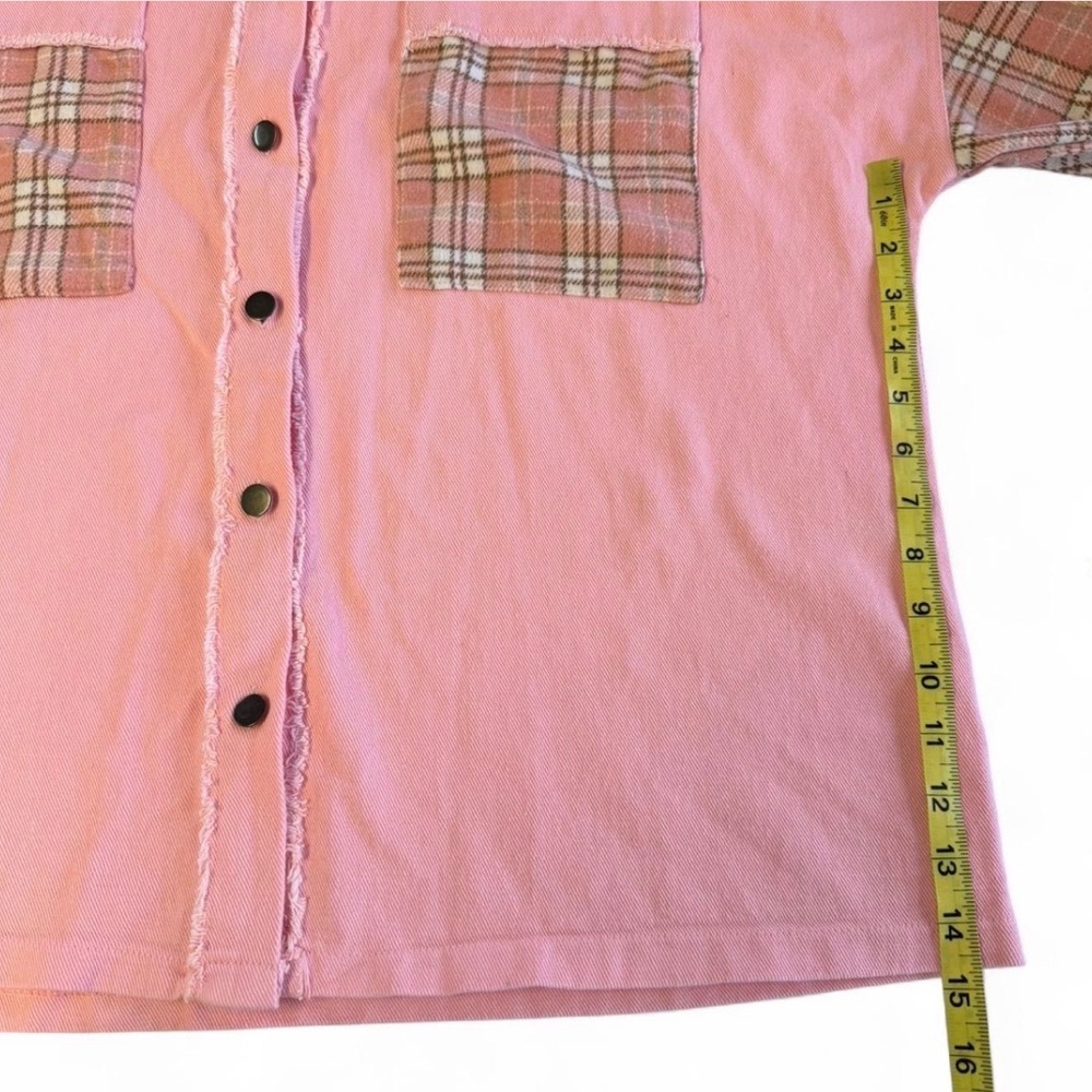 Oversized Pink Plaid Shirt Jacket Shacket Women’s XL Cabincore Outdoor Boho - Picture 5 of 5